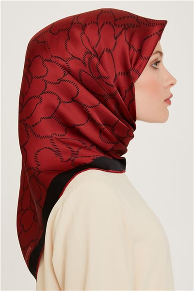 Armine Çiçek Desenli Twill Saf İpek Eşarp 9222D 36