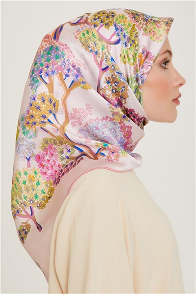Armine Çiçek Desenli Twill Saf İpek Eşarp 9209D 04