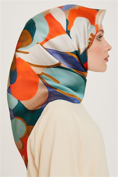 Armine Çiçek Desenli Twill Saf İpek Eşarp 9200D 80