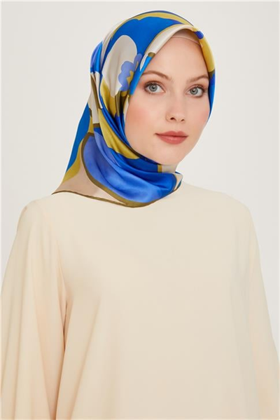 Armine Çiçek Desenli Twill Saf İpek Eşarp 9200D 51