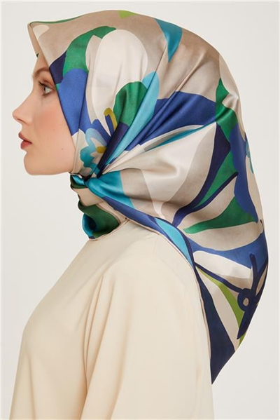 Armine Çiçek Desenli Twill Saf İpek Eşarp 9200D 02