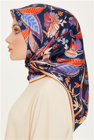 Armine Çiçek Desenli Twill Saf İpek Eşarp 9227D 31