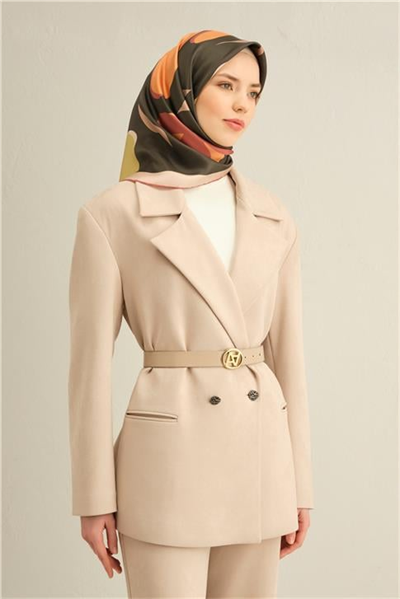 Armine Çiçek Desenli Saf İpek Twill Eşarp 9317D 82
