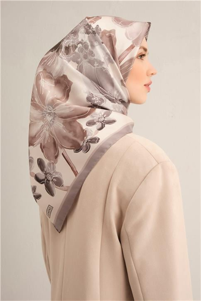 Armine Desenli Saf İpek Twill Eşarp 9318 83