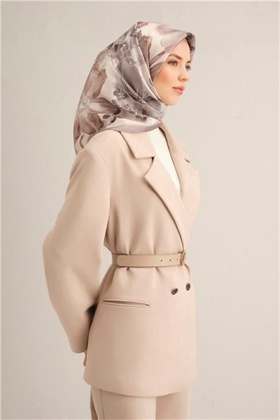 Armine Desenli Saf İpek Twill Eşarp 9318 83
