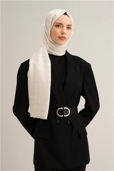 Armine Elegance İpek Pamuk Kare Monogram Şal 10063