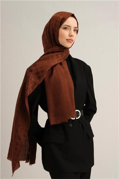 Armine Elegance İpek Pamuk Kare Monogram Şal 9920