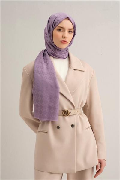 Armine Elegance İpek Pamuk Kare Monogram Şal 10071