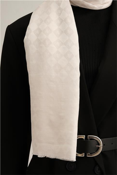 Armine Elegance İpek Pamuk Kare Monogram Şal 10063