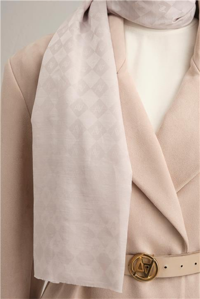 Armine Elegance İpek Pamuk Kare Monogram Şal 11172