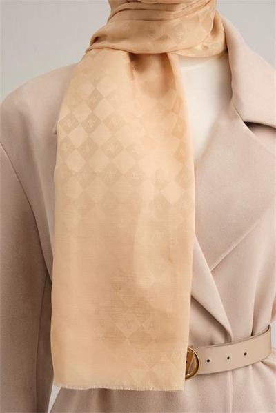 Armine Elegance İpek Pamuk Kare Monogram Şal 10065