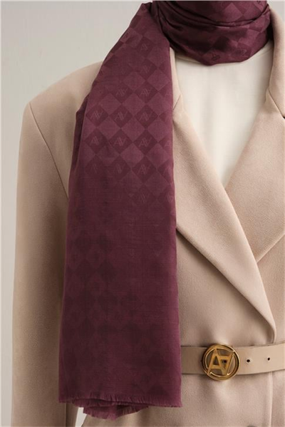 Armine Elegance İpek Pamuk Kare Monogram Şal 10702