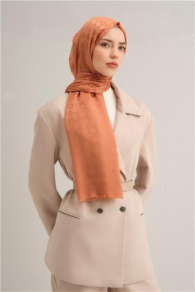 Armine Elegance İpek Pamuk Kare Monogram Şal 10075