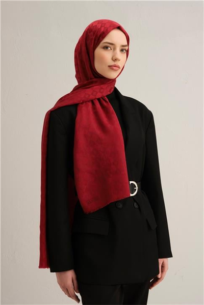 Armine Elegance İpek Pamuk Kare Monogram Şal 11174