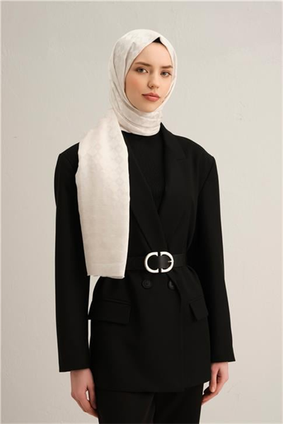 Armine Elegance İpek Pamuk Kare Monogram Şal 10063