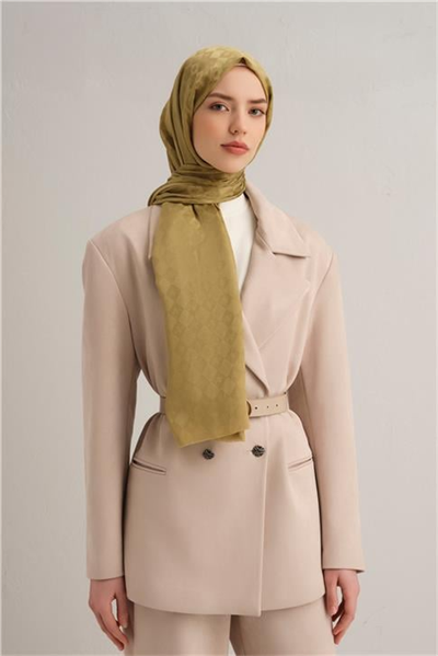 Armine Elegance İpek Pamuk Kare Monogram Şal 10068