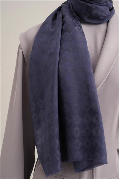 Armine Elegance İpek Pamuk Kare Monogram Şal 10699