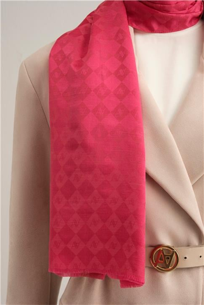 Armine Elegance İpek Pamuk Kare Monogram Şal 11111