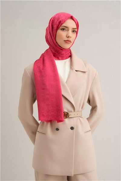 Armine Elegance İpek Pamuk Kare Monogram Şal 11111