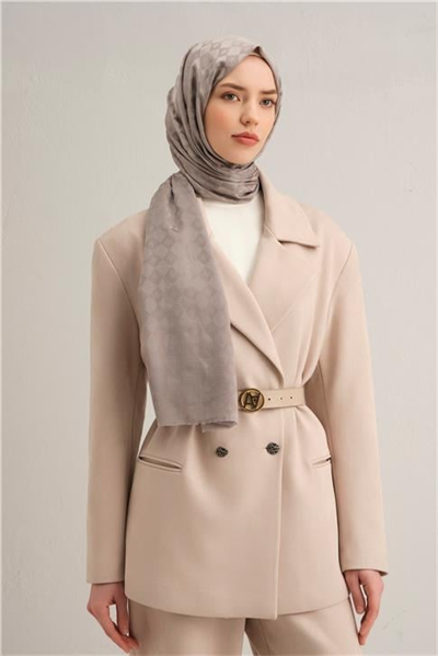 Armine Elegance İpek Pamuk Kare Monogram Şal 10692