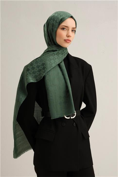 Armine Elegance İpek Pamuk Kare Monogram Şal 10703