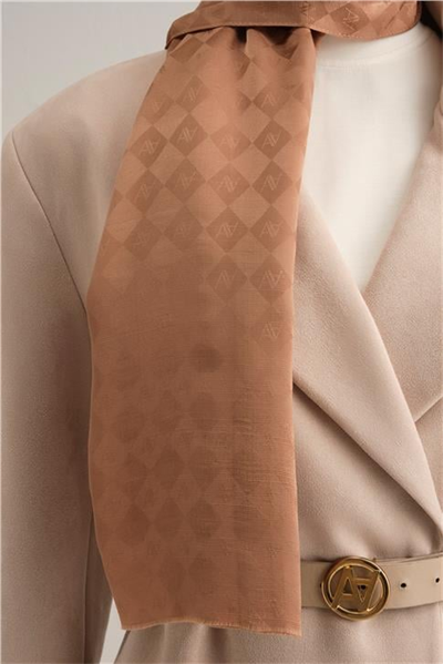 Armine Elegance İpek Pamuk Kare Monogram Şal 10073