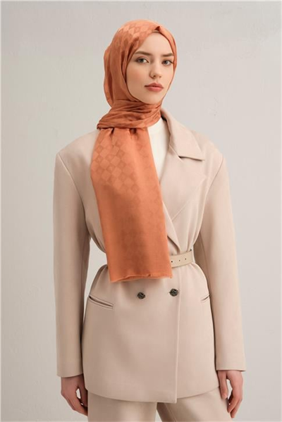 Armine Elegance İpek Pamuk Kare Monogram Şal 10075
