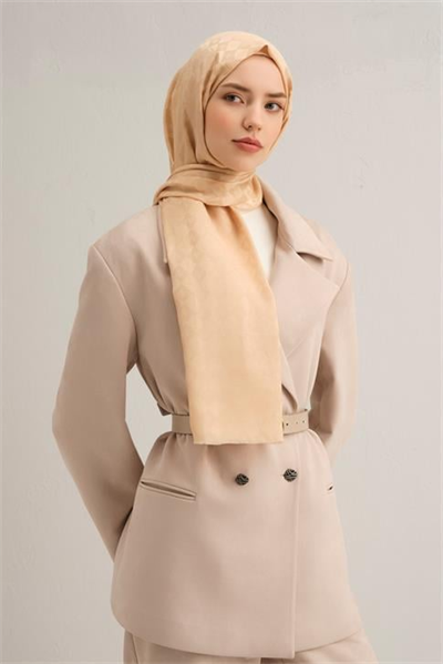 Armine Elegance İpek Pamuk Kare Monogram Şal 10065