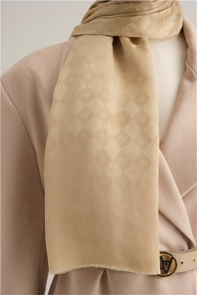 Armine Elegance İpek Pamuk Kare Monogram Şal 10064