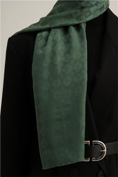 Armine Elegance İpek Pamuk Kare Monogram Şal 10703
