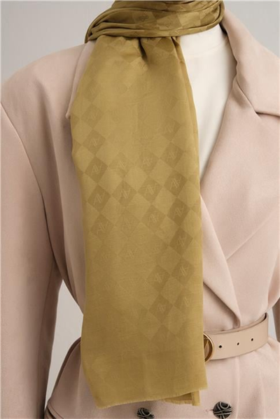 Armine Elegance İpek Pamuk Kare Monogram Şal 10068