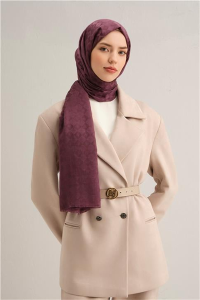 Armine Elegance İpek Pamuk Kare Monogram Şal 10702