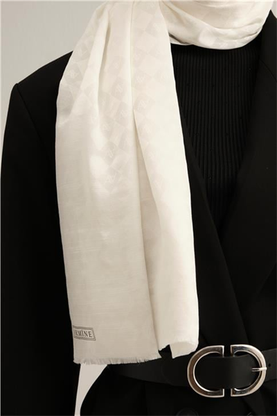Armine Elegance İpek Pamuk Kare Monogram Şal 20