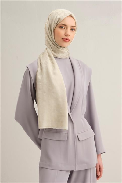 Armine Elegance İpek Pamuk Kare Monogram Şal 9913