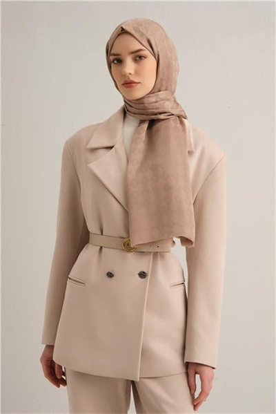 Armine Elegance İpek Pamuk Kare Monogram Şal 9912