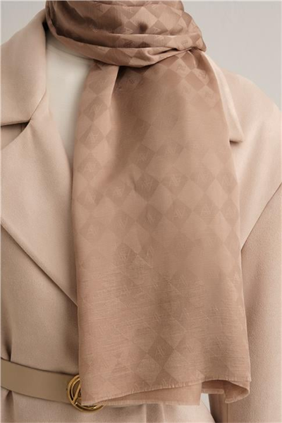 Armine Elegance İpek Pamuk Kare Monogram Şal 9912