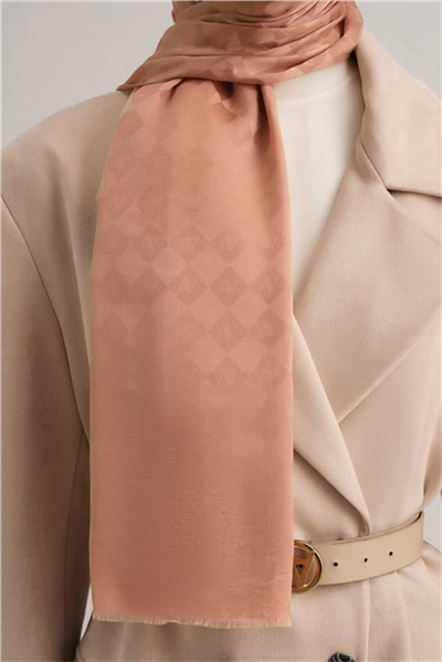 Armine Elegance İpek Pamuk Kare Monogram Şal 10694
