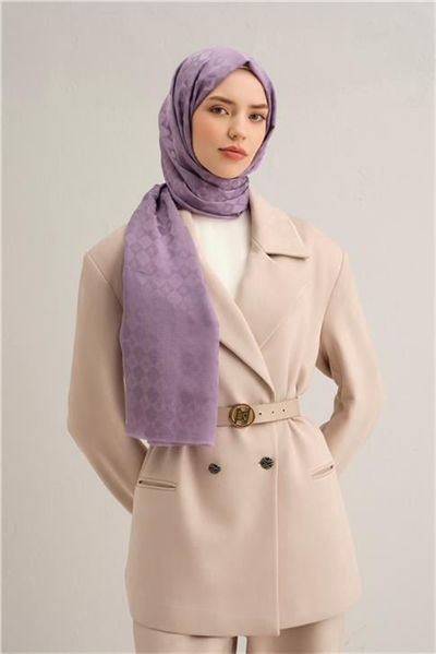 Armine Elegance İpek Pamuk Kare Monogram Şal 10071