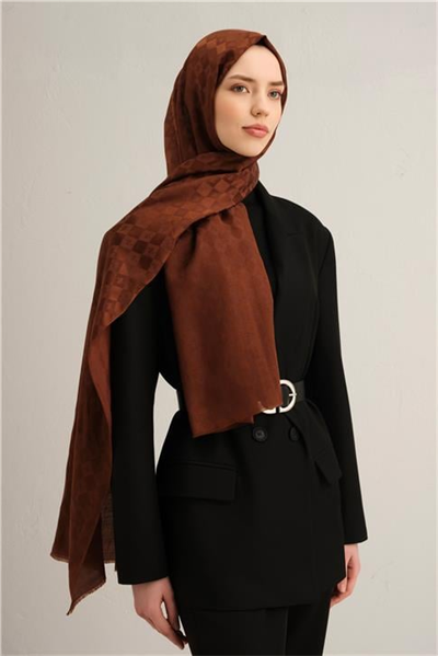Armine Elegance İpek Pamuk Kare Monogram Şal 9920