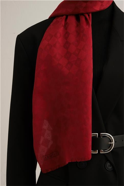Armine Elegance İpek Pamuk Kare Monogram Şal 11174