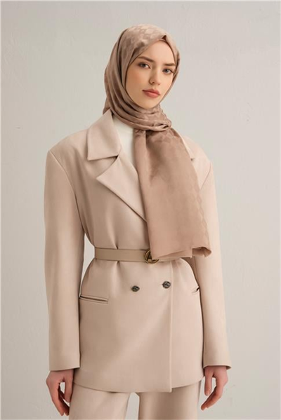 Armine Elegance İpek Pamuk Kare Monogram Şal 9912