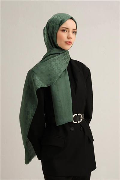 Armine Elegance İpek Pamuk Kare Monogram Şal 10703