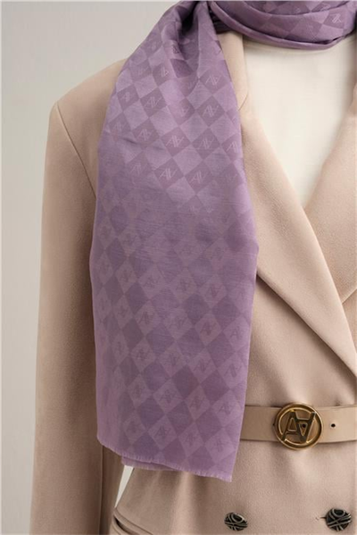 Armine Elegance İpek Pamuk Kare Monogram Şal 10071