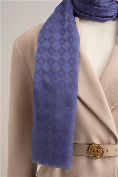 Armine Elegance İpek Pamuk Kare Monogram Şal 10700