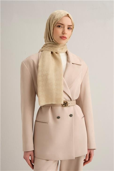 Armine Elegance İpek Pamuk Kare Monogram Şal 10064