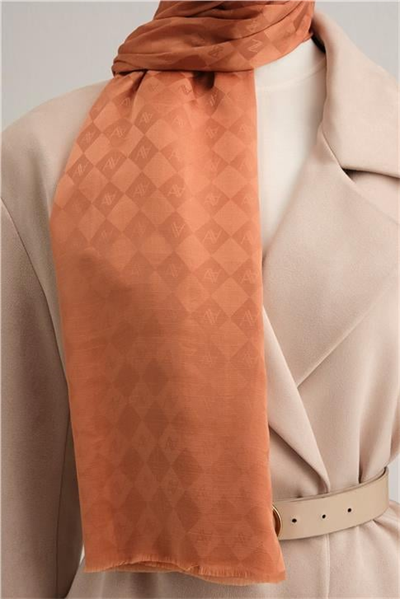 Armine Elegance İpek Pamuk Kare Monogram Şal 10075