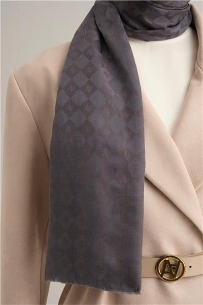 Armine Elegance İpek Pamuk Kare Monogram Şal 11173