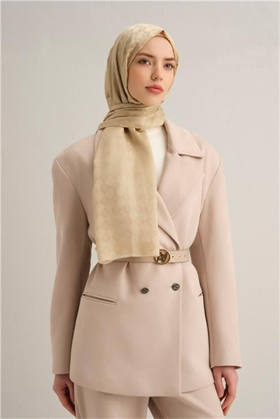 Armine Elegance İpek Pamuk Kare Monogram Şal 10064