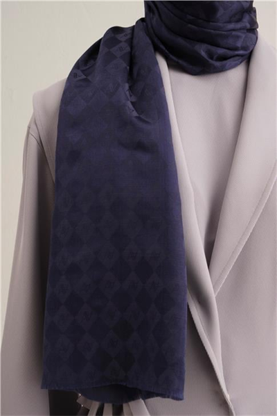 Armine Elegance İpek Pamuk Kare Monogram Şal 10077
