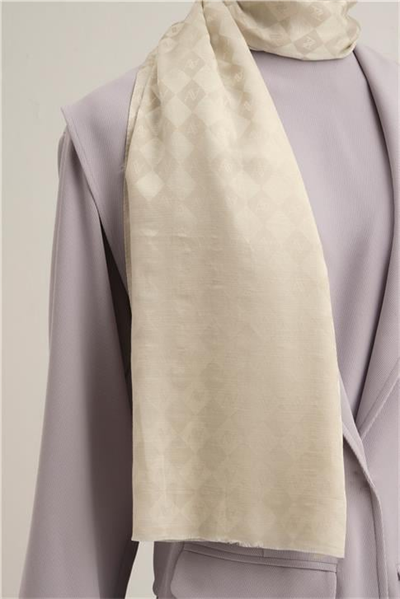 Armine Elegance İpek Pamuk Kare Monogram Şal 9913